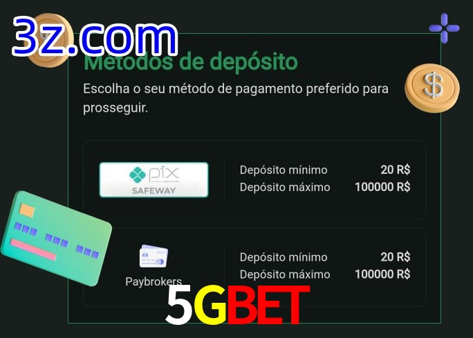 O cassino 5GBET oferece uma grande variedade de métodos de pagamento